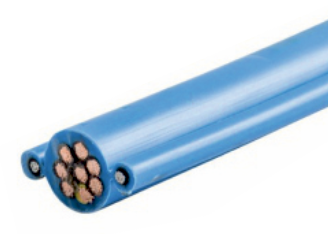 Round cable with dual strain relief cords